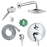 Hansgrohe KSH04231-27474-31PC Raindance Downpour Air Showerhead Kit with Handshower Thermostatic Tri