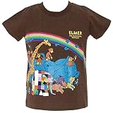 【本体綿100％】ぞうのエルマー レインボーＴシャツ ELMER THE PATCHWORK ELEPHANT ブラウン◇80cm