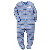カーターズ ロンパース carter's 男の子用水色xオレンジボーダーDINO MATE恐竜ワッペン足つきカバーオール (6mont... [並行輸入品]