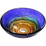 Y Decor VERDIN Vessel Sink, Blue/Green/Yellow, 15.5" L x 15.5" W x 5" D [並行輸入品]