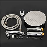 ILS - 8inch Round Stainless Steel Bathroom Rainfall Shower Head With Hose