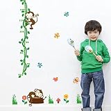 casualcatch 子供身長ウォールステッカー 壁飾り物 子供部屋 幼稚園 可愛い猿 壁紙シール