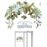 PAVIKEクリスマス ウォールステッカー 静電気 ガラス ステッカー 静電気 ステッカー クリス クリスマス 窓 シールマス フルーツの枝 松ぼっくり 両面可視 ガラス 窓の装飾 35*27CM
