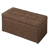 スツール ベンチ 収納 ボックス 足置き 完成品 オットマン 物入れ 幅77×高さ37cm ファブリック ブラウン