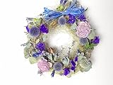 旬の草花のフラワーリース　ブルーパープル系　(ドライフラワー)