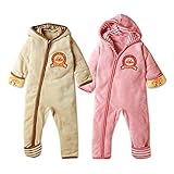 (ピンク/70cm)ベビー服 男の子 女の子 カバーオール 長袖 アンパンマン マシュマロフリース ボーダー柄切替 ワッペン装飾 キャラプリント カバー付き 男児 女児 ベビー