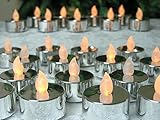 シルバーTealight Candles – セットof 48メタリックLEDちらつきキャンドル – キャンドルをシルバー結婚記念日 – ウェディングデコレーション – のミラーセンターピース – フ