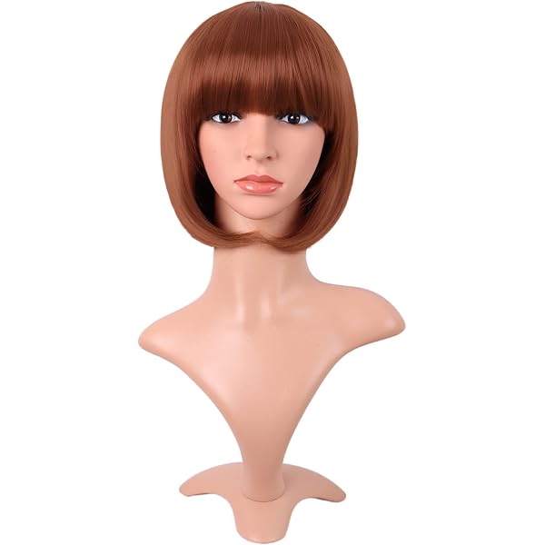 Morvally Kurze Bob Perücke Orange – Mit Pony, Synthetisch, Für Cosplay, Halloween, Mottoparty & Täglichen Look