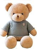 くまぬいぐるみ 可愛い くま抱き枕 リアル くまぬいぐるみ スーパーもちもちぬいぐるみ 丸っこい クマクッション 柔らかい 添い寝枕 気持ちいい ソファー背当て ふわふわ 面白いギフト・お祝い･ クリスマスプレゼント (カーキ,130cm)