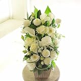 [KY161-2]供花アレンジメント　G&W Basket（グリーン・白系）＜　お供え花　お悔やみ花　供花に　＞