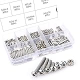 WINGONEER 230Pcs M3 304ステンレス鋼アレン・ヘックス・ドライブ・ボタンヘッドソケット・キャップボルトナット・アソートメント・キット（M3）
