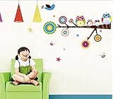 ZooArts 可愛いなふくろう 綺麗な木の枝 蝶々 子供部屋 幼稚園 ウォールステッカー シール ウォールペーパー 環境保護 おしゃれ はがせる インテリア雑貨 賃貸OK