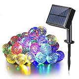 イルミネーションライト LED ストリングスライト USB充電式 ソーラーライト 防水 30球 6M 太陽光発電 パーティー クリスマス 新年 装飾用 USBケーブル付き (カラフル)