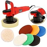 TCP Global 6 inch Variable Speed Dual Action Random Orbital Polisher with 6-Flat Foam Polishing Pads