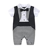 Tonsee ベビーロンパース 男の子 可愛い フォーマルスーツ キッズ チョッキ ネクタイ付き (70)