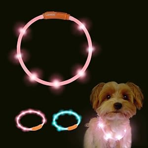 LaRoo-犬猫用LED光る首輪- USB充電式夜道の45cm安全発光首輪長さ可調節- 3モード発光夜間散歩安全視認性抜…
