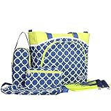 LakeRom 6 pcs/set Multifunction Large Capacity Baby Diaper Bag Nappy Changing Pad Travel Mummy Bag T