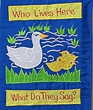 布絵本 どうぶつ Who Lives Here What Do They Say? 刺しゅう英語絵本 知育