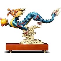Amazon.co.jp: 龍の置物 ⑤本爪 龍神 真珠と戯れる飛竜 風水