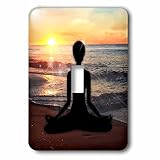 Doreen Erhardt Inspirational – 瞑想on the beach yoga woman in lotus位置at sunset – 照明スイッチカバー – シングルトグルスイ