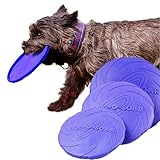 犬用 投げるおもちゃ 犬 フリスビー ソフト シリコン製 トレーニング用 ストレス解消 犬の飛行皿 給餌訓練兼用フリスビー 小型大型犬用 歯耐性ゴム １点 (直径：22ＣＭ, パープル)