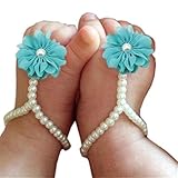 gotooleベビーガールズキュートフェイクパール足花靴裸足サンダル US サイズ: Regular カラー: ブルー