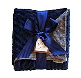 MEG Original Minky Dot Baby Boy Blanket Navy/Charcoal 374 by MEG Original