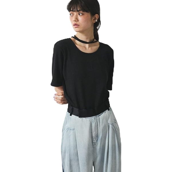 Amazon | [アドーア] ミックスパターンニット ブラック 38