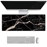NOELAMOUR マウスパッド 大型 大理石 ゲーミングマウスパッド 光学マウスパッド ロング 800x300x2mm (ブラック)