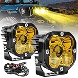 LED ワークライト 3 インチ アンバーキューブ オフロード LED ライト 防水 フォグライト ワークライト 車、トラック、SUV、農用車、フォグランプ、ボート用 2個 アンバー