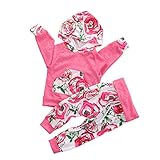 新生児赤ちゃん女の子長袖花柄パーカー+パンツ2個服装Clothingセット カラー: ピンク