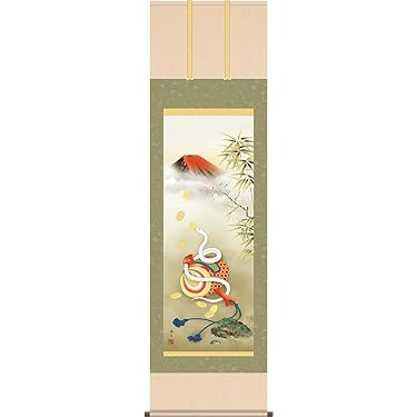 掛軸裾飾り 河内雅渓【鶴亀日出】三幅対掛軸 Z396｜骨董店 のびる 古美術