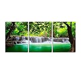 CrmaOArt - 3パネルの風景の壁アート - 森にクリークとプールがあります - キャンバスアートホームデコレーション - 50x60cm