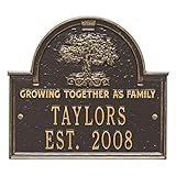 Personalizedファミリーツリーカスタムインドア/アウトドア記念アルミ壁プラーク – ブロンズ/ゴールド