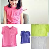 即納(韓国スタイル子供服 ) ス キッズTシャツ 女の子 ポケット付き シンプルなデザイン 全4色100cm 110cm 120cm 130cm 140cm hot-pink,140