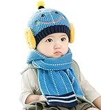 YY-Shop ベビー帽子 マフラー 二点セット 男の子 女の子 新生児 秋冬 ニット キッズ帽子 キャップ かわいい 子ども ニット帽子 防寒 耳まであったか 耳あて 笑顔 防風 （0~2歳） (5