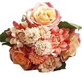 EOZY 枯れない花 造花 花束 薔薇 プレゼント 結婚式 母の日 お誕生日 インテリア フラワー 置物 卓上装飾 アレンジメント 観賞植物 オレンジ