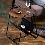 アイリスオーヤマ サイドテーブル スチールフレームサイドテーブル 幅約40×奥行約40×高さ約50 場所を選ばないコンパクトサイズ SFST-400F ウォールナット