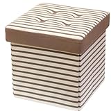 ストレージ ボックススツール 幅34×奥行き34×高さ33cm ストライプ ブラウン