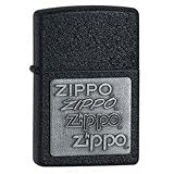 ZippoシルバーエンブレムブラックCrackleライター(セットof 3 )