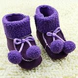 （セ・ミニョン）C'est mignon　ベビーシューズ　ファーストシューズ　ブーツ　マジックテープ　ボンボン　パープル (11cm)