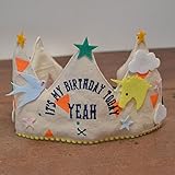 コットンクラウン(NEON ORANGE)ハッピーバースデイ メモリアル 記念 王冠 お子様のお誕生日に ハーフバースデイ 撮影 パーティー ベビー 成長 生後６ヶ月 手作り