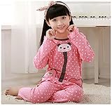 (チェリーレッド) CherryRed 子供 女の子 ファション パジャマ ルームウェア 部屋着 寝間着 上下2点セット 長袖 フリース 春秋向け リラックス 快適 気持ち良い コットン 110 ピン