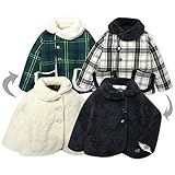 ベビー服 女の子 アウター コート mia mailリバーシブル ボア チェック柄 ワッペン  ベビー (1.アイボリー/95cm)
