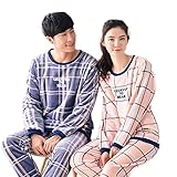 部屋着　ルームウェア モコモコ　男女　ブルー・ピンク　かっこいい・可愛い　肌触りの いい 暖かい 防寒着　ポケット付き　丸襟　贈り物におすすめ！家族　恋人へのプレゼント　秋冬　長袖　上下セット　 (X