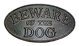 starworld-アウトドアガーデン壁マウントCast Ironアンティークスタイル猛犬注意Oval Plaque Sign Rustic Ranch壁装飾犬小屋ガーデン装飾 – Rustブラウン仕