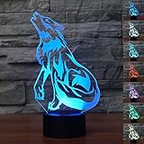 nchanceクリスマスギフトマジックWolfランプ3dイリュージョン7 ColoursタッチスイッチUSB挿入LEDライト誕生日プレゼント、パーティー装飾