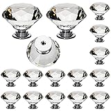 elfishjp 40mm 引き出しノブ 取手 ドア取って ハンドル ツマミ ダイヤモンド形 キラキラクリア タンス キャビネット キッチンキャビネット ねじ付き お洒落 インテリア 16個セット