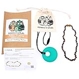 Baltic Amber Teething Necklace - Handmade in Lithuania - Lab-Tested Authentic - Comes with Silicone 