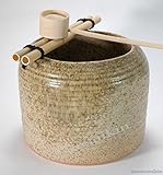 古陶三彩つくばい（竹35cm）　 （信楽焼・陶器・蹲い・つくばい・手水鉢・手洗い鉢・日本庭園・インテリア・水琴窟・竹・柄杓・H）*　※幸せを呼ぶ幸運の黄色「風の水琴工房オリジナルキーホルダー」付きセッ